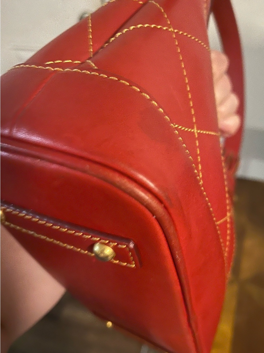 Dooney & Bourke Red Quilted Leather Shoulder Bag with Tassel - Picture 8 of 12